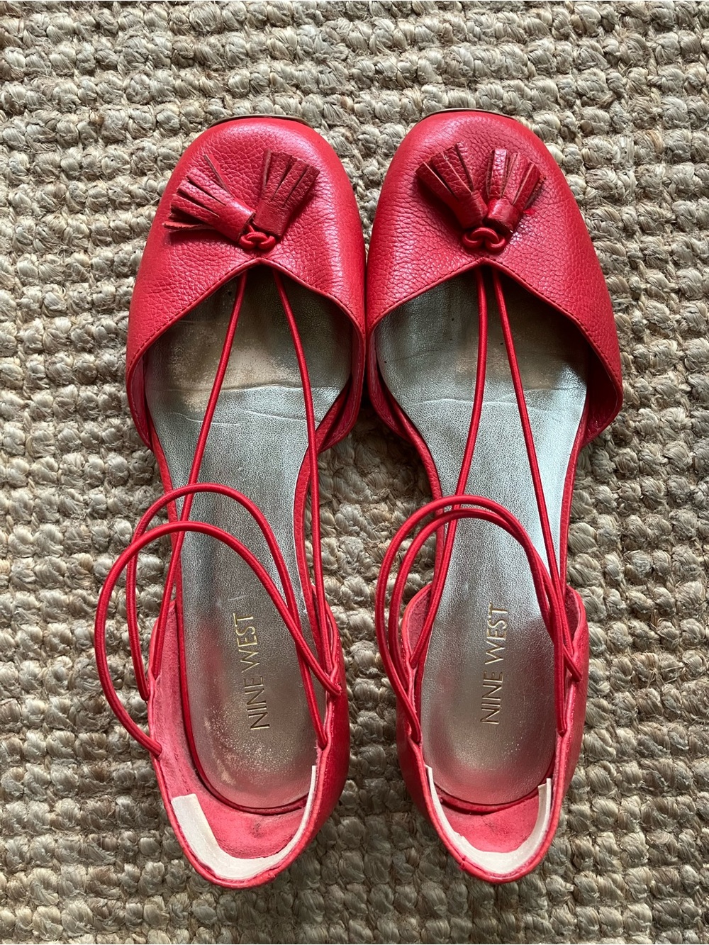 Nine West Red Tassel Ballet Shoes